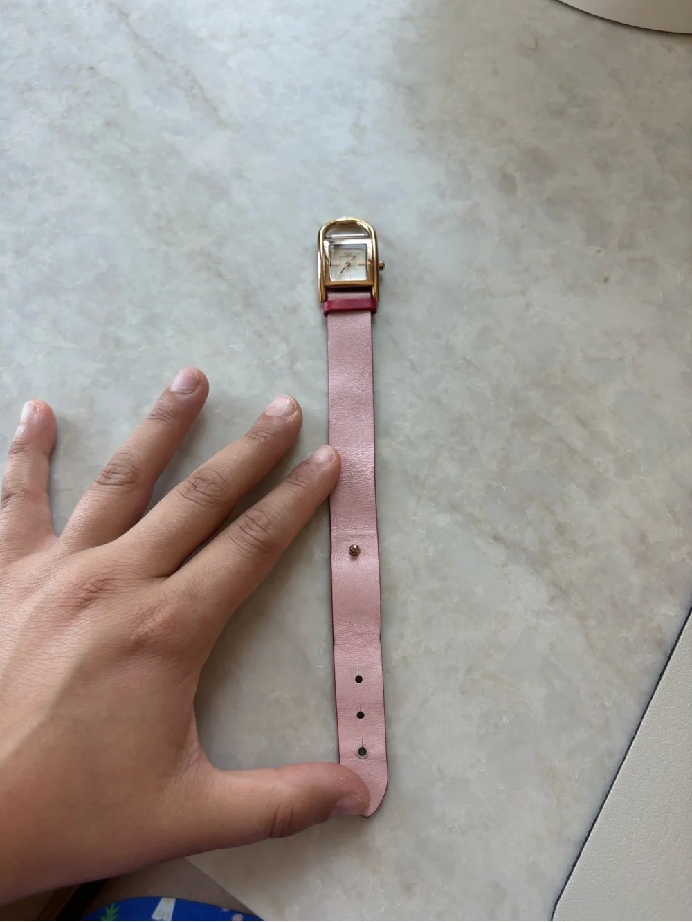 Tory Burch Thayer pink and beige leather strape watch